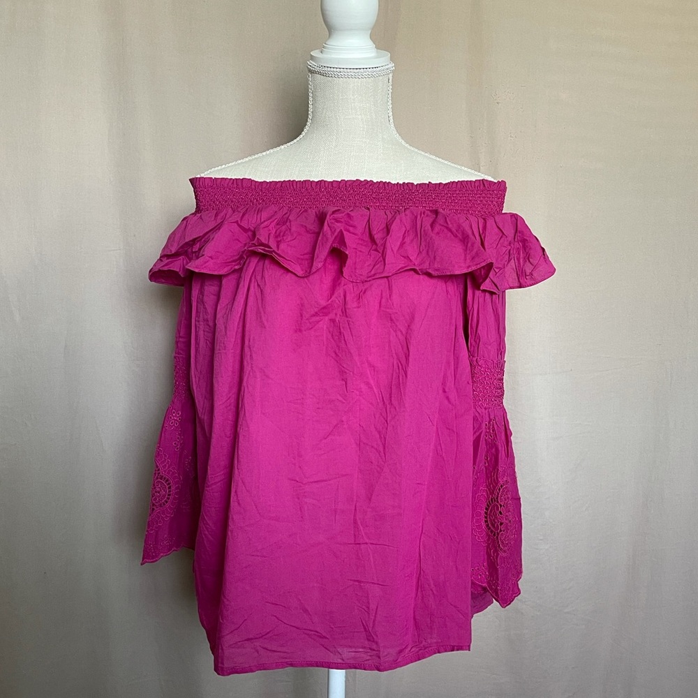 Off-the-shoulder Hot Pink Top